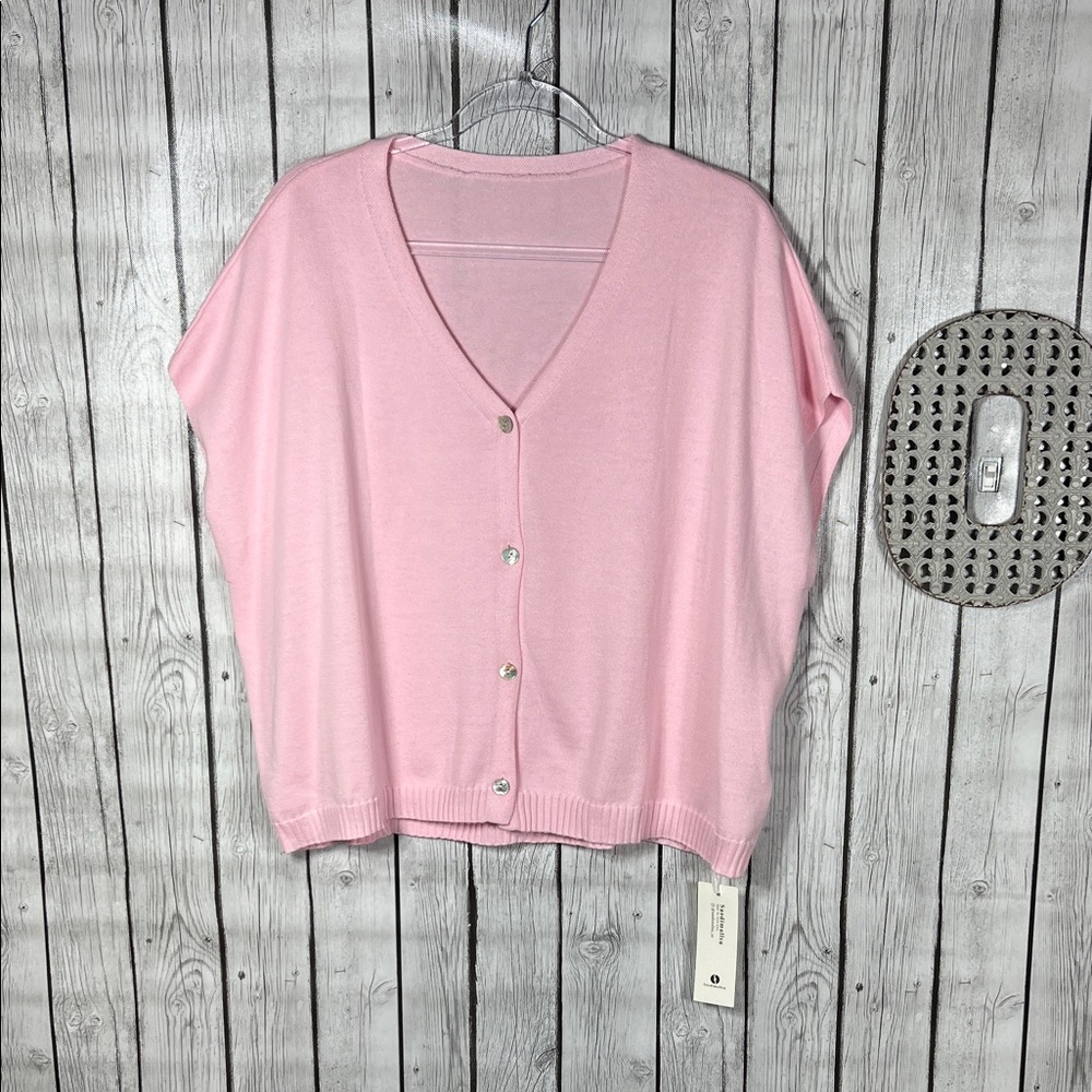 Saodimallsu pink oversized sleeveless button sweater vest size Medium